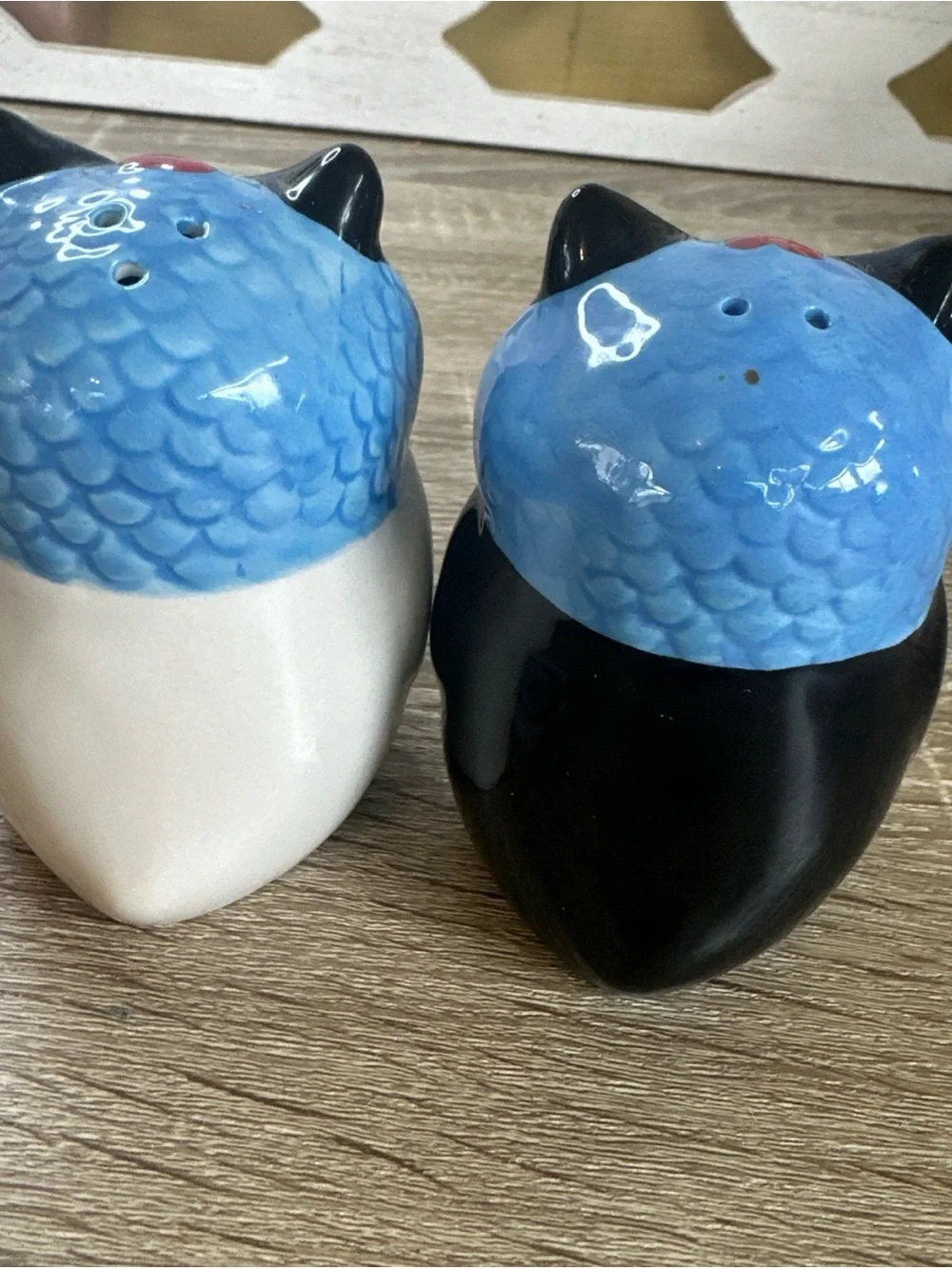 Source Unknown Day of the Dead Owl Salt and Pepper Shakers - Blue, Black, Orange